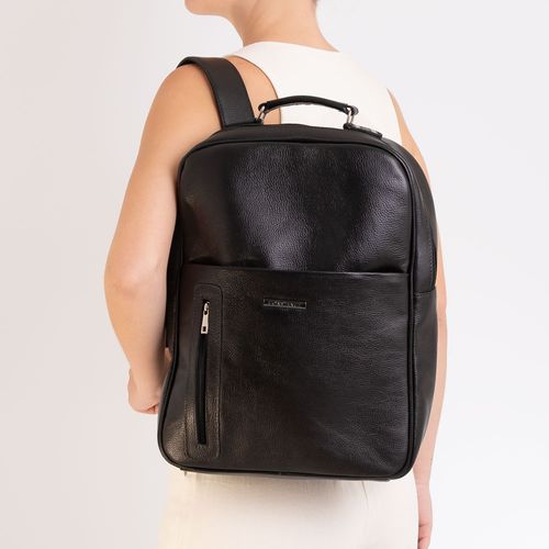 Mochila Couro Grande Preta
