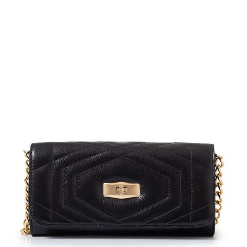 Bolsa Carteira Couro Corrente Preta