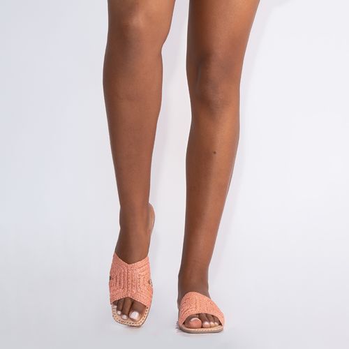 Rasteira Rosa Textura Ráfia