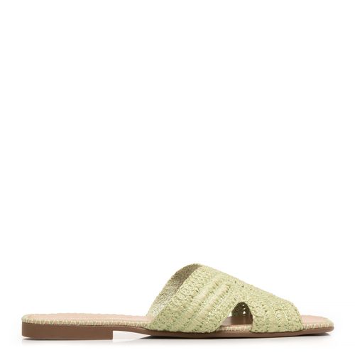 Rasteira Verde Textura Ráfia