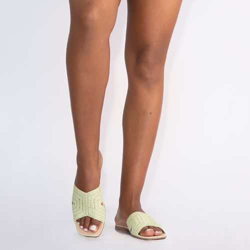 Rasteira Verde Textura Ráfia