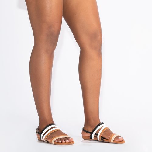 Rasteira Caramelo Comfort Tiras Multicoloridas