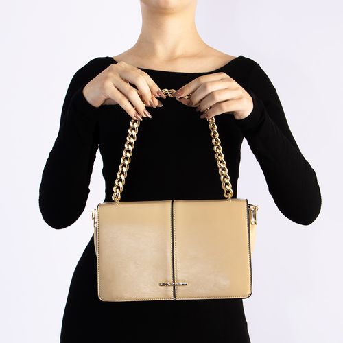Bolsa Bege Tiracolo Alça Correte
