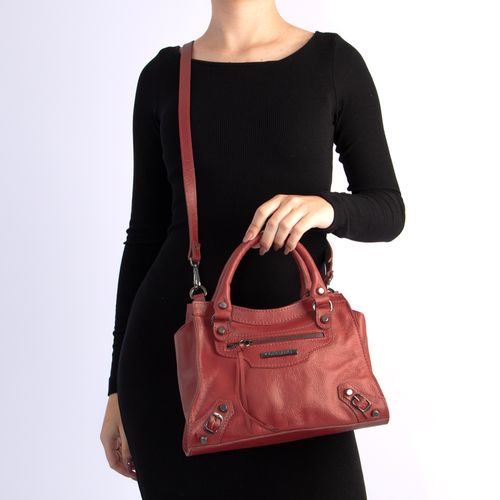 Bolsa Vermelha Transversal Couro