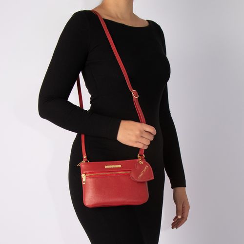 Carteira Couro Coração Vermelha