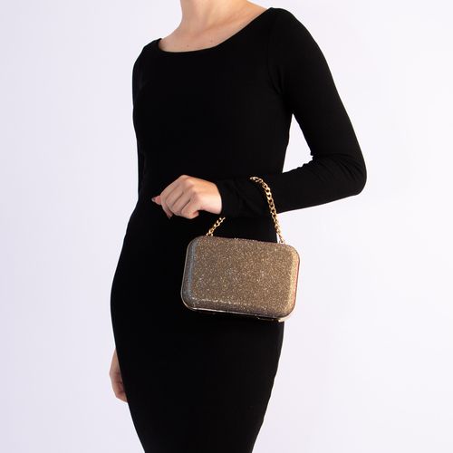 Clutch Dourada Lurex Alça Corrente