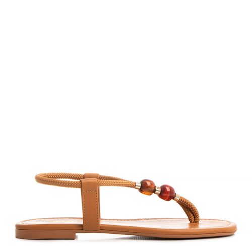 Rasteira Caramelo Cordão Esferas