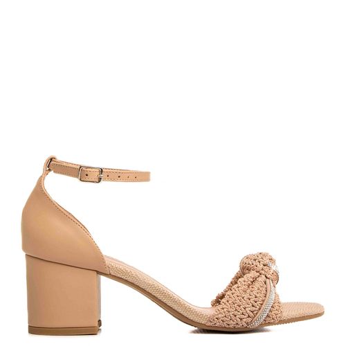 Sandália Bege Trama Strass