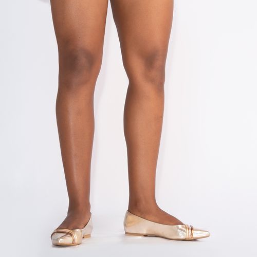 Sapatilha Dourado Tiras Verniz