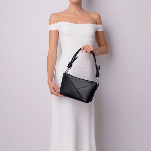 Bolsa Tiracolo Geométrica Preta