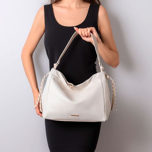 Bolsa Hobo Nó Tachas Off White