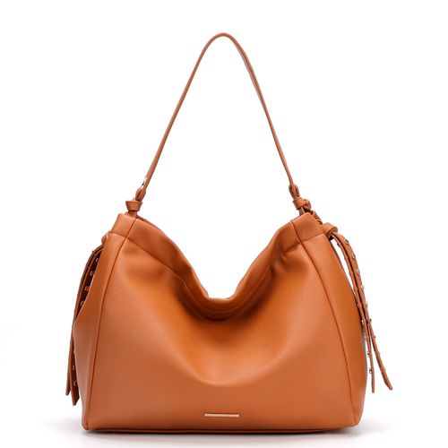 Bolsa Hobo Nó Tachas Caramelo