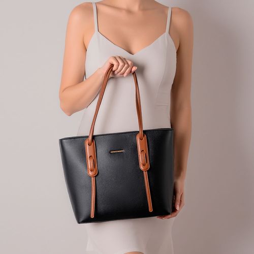 Bolsa Shopping Bicolor Preta