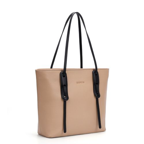 Bolsa Shopping Bicolor Bege