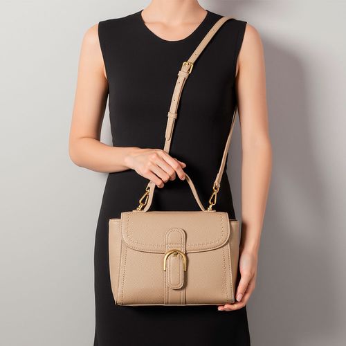 Bolsa Pesponto Bordado Taupe