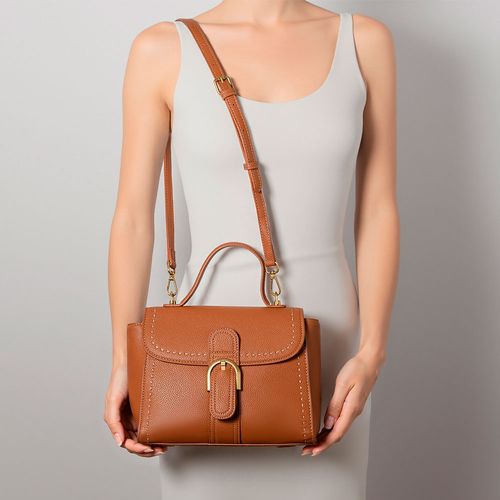 Bolsa Pesponto Bordado Caramelo