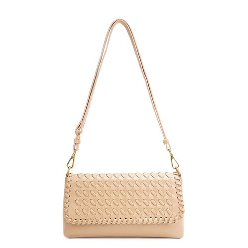 Bolsa Baguete Trama Diagonal Bege