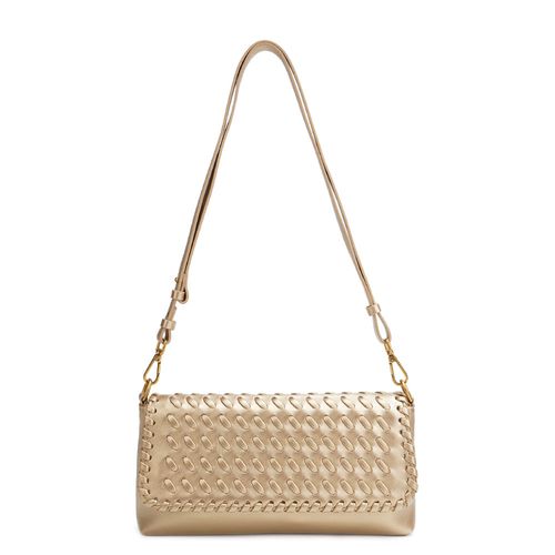 Bolsa Baguete Trama Diagonal Dourado