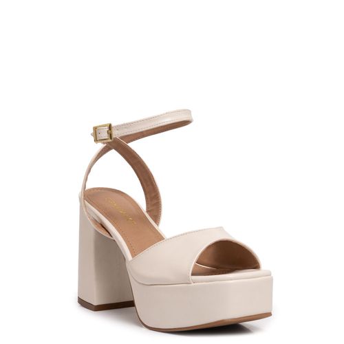 Sandália Meia Pata Off White Salto Bloco