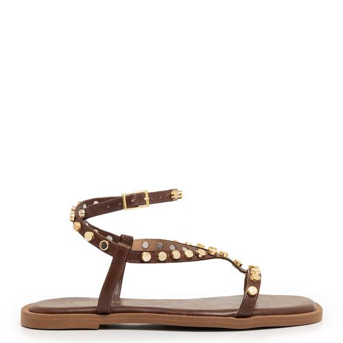 Rasteira Marrom Tachas