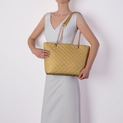 Bolsa Shopping Matelassê Mostarda