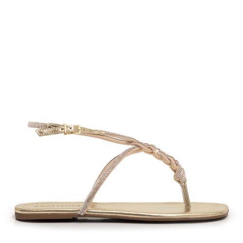 Rasteira Dourada Strass Entrelaçado