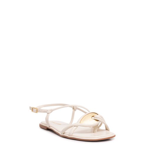 Rasteira Off White Enfeite Oval