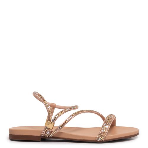 Rasteira Rosé Tiras Strass