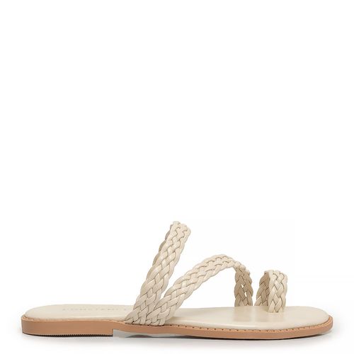 Rasteira Off White Tiras Trançadas
