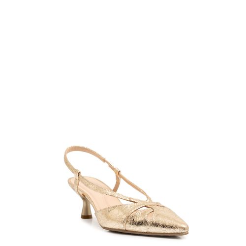 Scarpin Slingback Dourado Texturizado