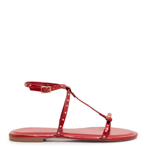 Rasteira Vermelha com Laço e Tachas