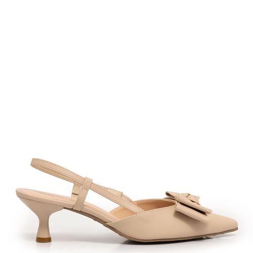 Scarpin Slingback Bege Laço