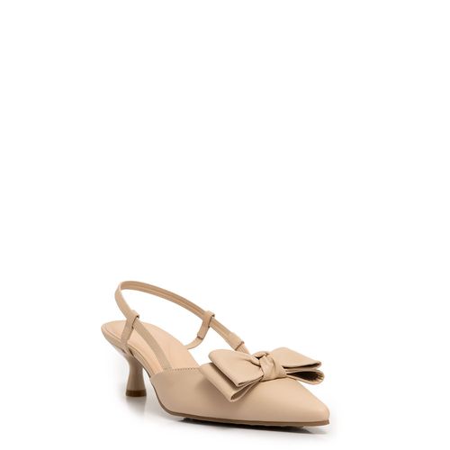 Scarpin Slingback Bege Laço