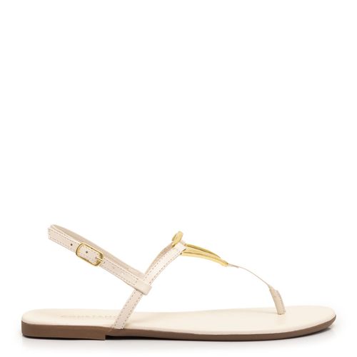 Rasteira Off White Enfeite Triangular