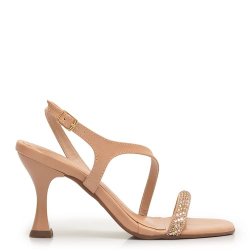 Sandália Nude Strass