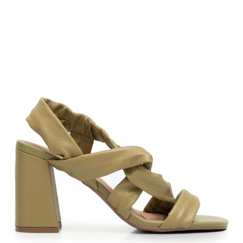 Sandália Verde Couro Entrelaçado