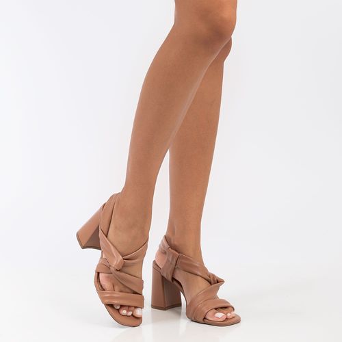 Sandália Nude Couro Entrelaçado