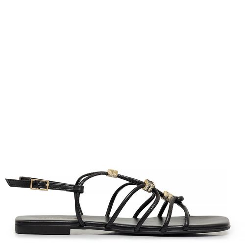 Rasteira Enfeites Flor Preta