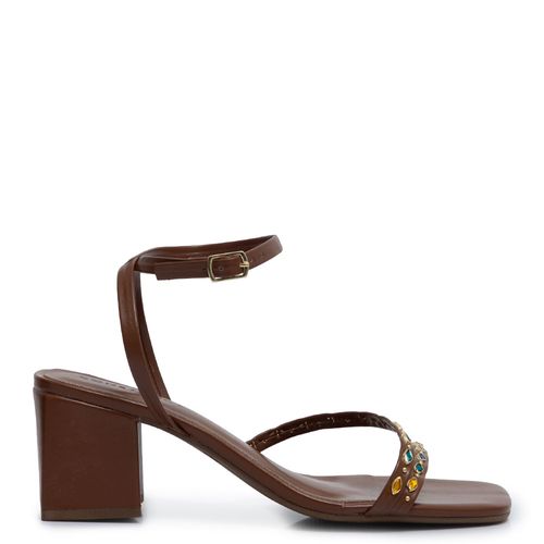 Sandália Marrom Pedraria