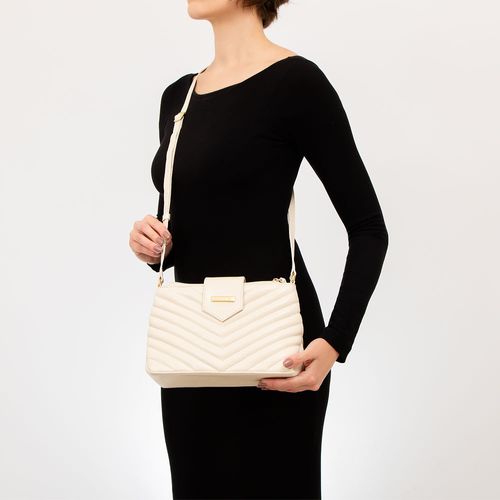 Bolsa Tiracolo Couro Matelassê Off White