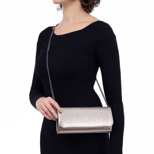 Clutch Metalizada Corrente Prata Velho