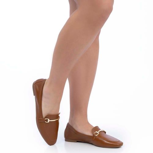 Mocassim Caramelo Couro Bridão