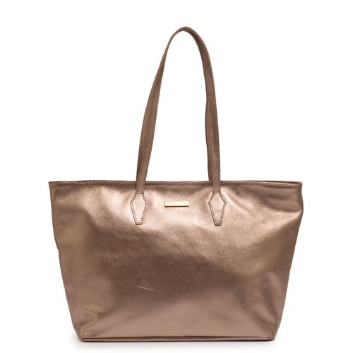 Bolsa Shopping Couro Prata Velho