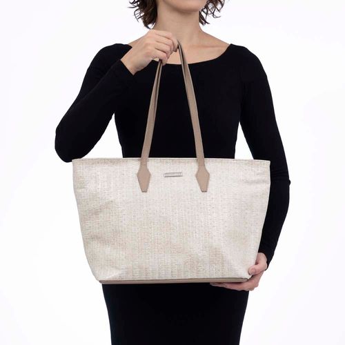 Bolsa Shopping Couro Texturizado Off White