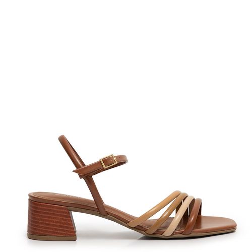 Sandália Caramelo Tiras Multicoloridas