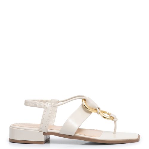 Sandália Off White Calce Fácil Enfeite Circular