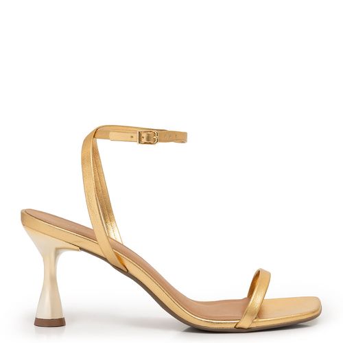 Sandália Dourada Salto Cromado