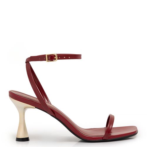 Sandália Vermelha Salto Cromado