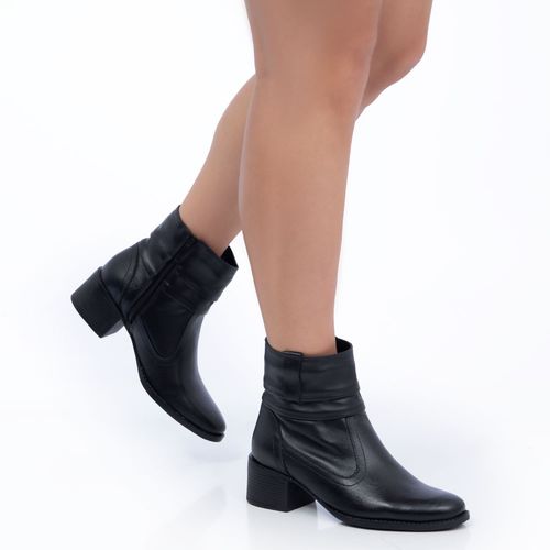 Ankle Boot Preta Drapeada