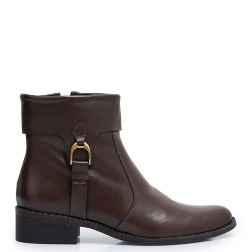 Bota Amkle Boot Couro Café Fivela